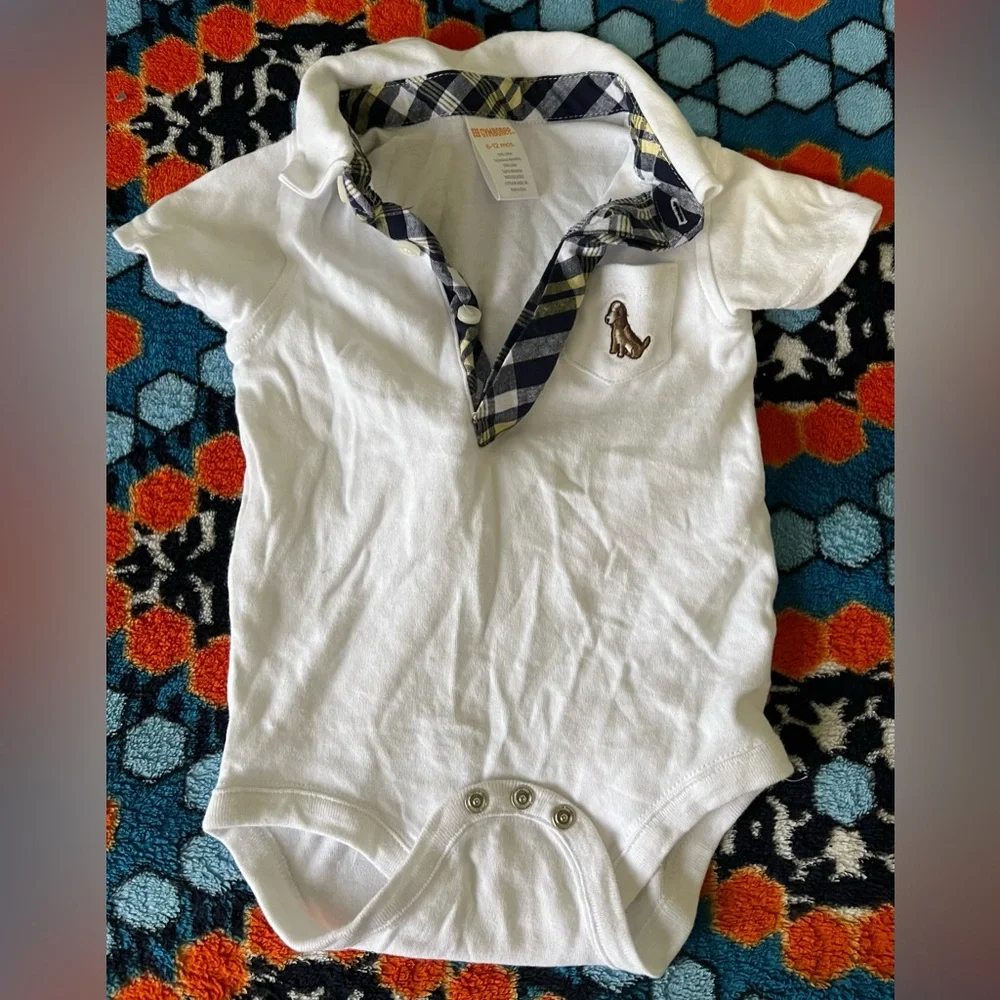 Gymboree Collar Polo Cotton top with plaid trim  & Matching Cap Plaid baby boy